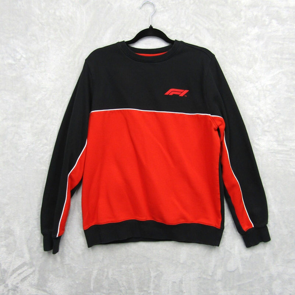 F1 Formula 1 Logo Sweatshirt Long Sleeve Crewneck Black Red Logo Size Large - Picture 1 of 9